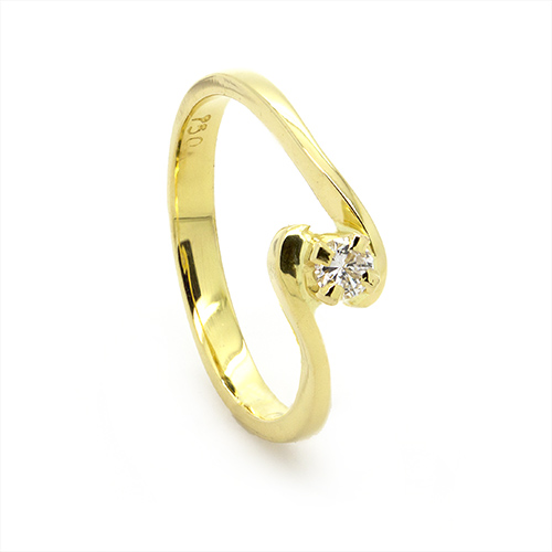 Zaveris Classic Twist 18 Carat Yellow Gold Diamond Ring