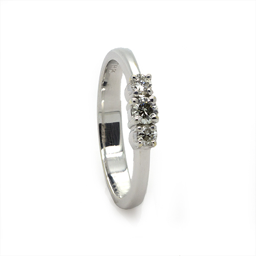 Zaveris 18 Carat White Gold Classic Trio Diamond Ring