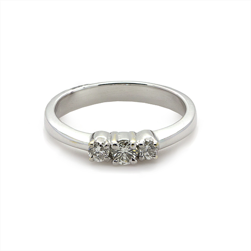 Zaveris 18 Carat White Gold Classic Trio Diamond Ring