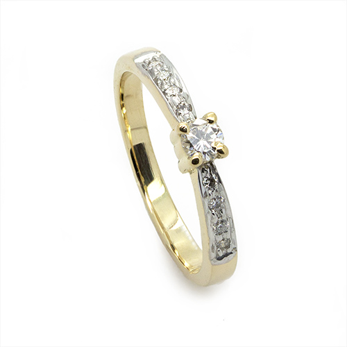 Zaveris 18 Carat Yellow Gold Bead Bright Set Diamond Ring