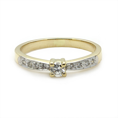 Zaveris 18 Carat Yellow Gold Bead Bright Set Diamond Ring