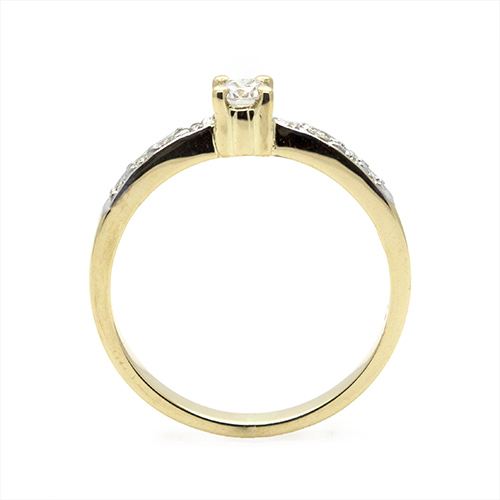 Zaveris 18 Carat Yellow Gold Bead Bright Set Diamond Ring