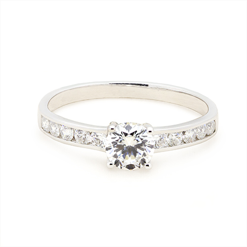 Zaveris 9 Carat White Gold and Round Cut Channel Cubic Zirconia Ring