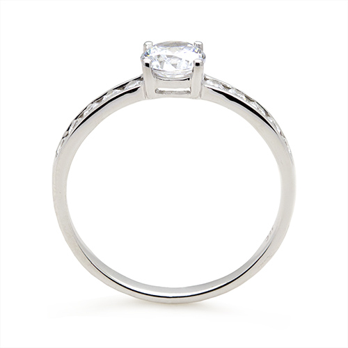 Zaveris 9 Carat White Gold and Round Cut Channel Cubic Zirconia Ring