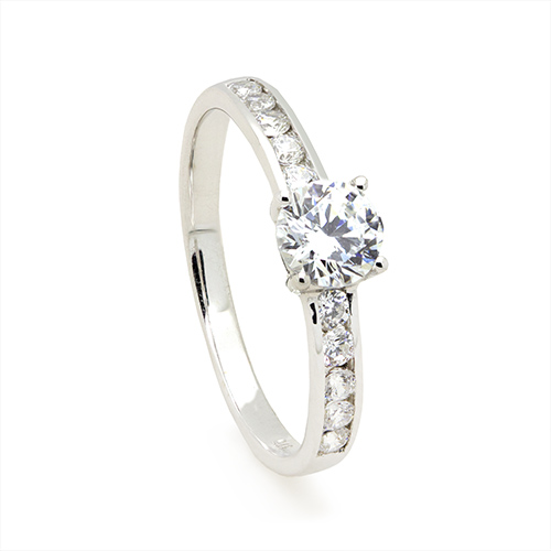 Zaveris 9 Carat White Gold and Round Cut Channel Cubic Zirconia Ring
