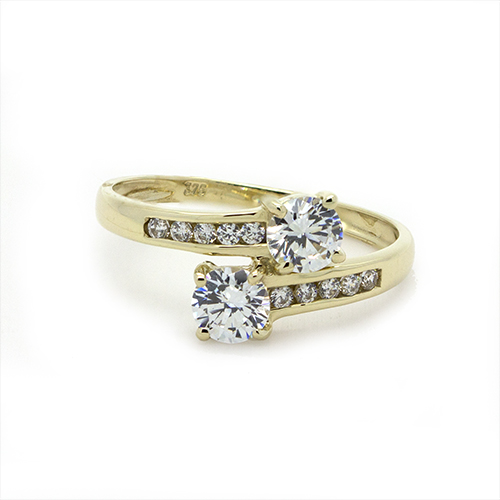 Zaveris 9 Carat Yellow Gold and Channel Cubic Zirconia Ring