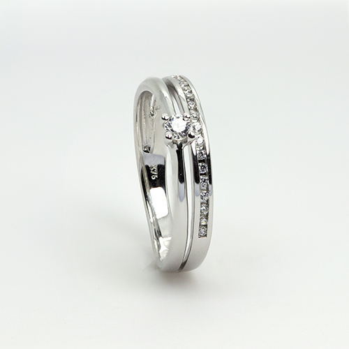 Zaveris 9 Carat White Gold and Cubic Zirconia Bridal Set