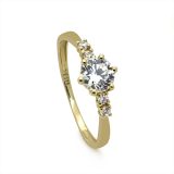 Yellow Gold Round Cut Cubic Zirconia Ring