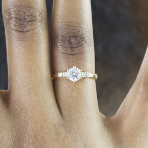 Yellow Gold Round Cut Cubic Zirconia Ring