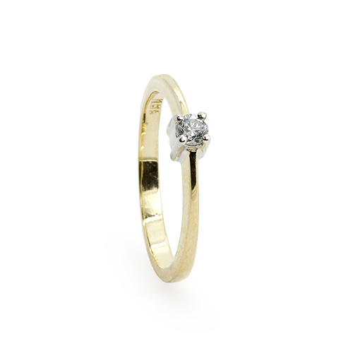 Zaveris 18 Carat White and Yellow Gold Solitaire Diamond Ring
