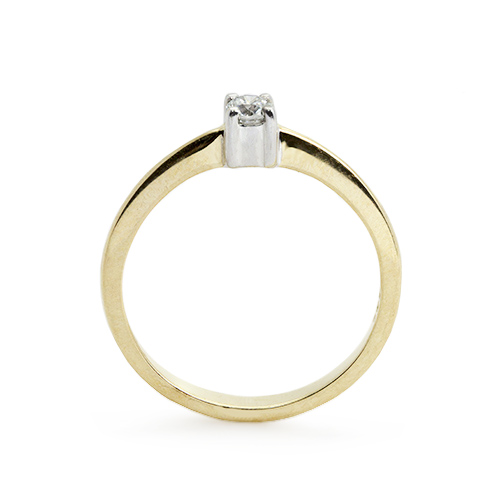 Zaveris 18 Carat White and Yellow Gold Solitaire Diamond Ring