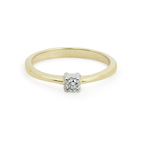 Zaveris 18 Carat White and Yellow Gold Solitaire Diamond Ring