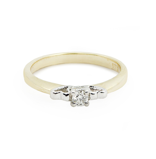 Zaveris 18 Carat White and Yellow Gold Heart Diamond Ring