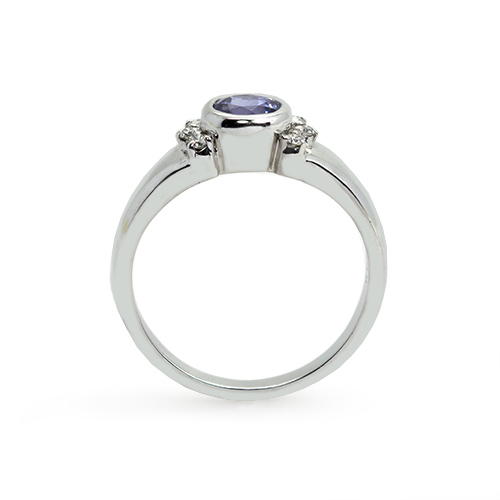 Zaveris 18 Carat White Gold Round Cut Tanzanite and Diamond Ring