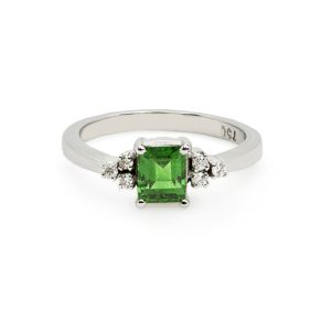 18 Carat White Gold Emerald Cut Diamond Ring
