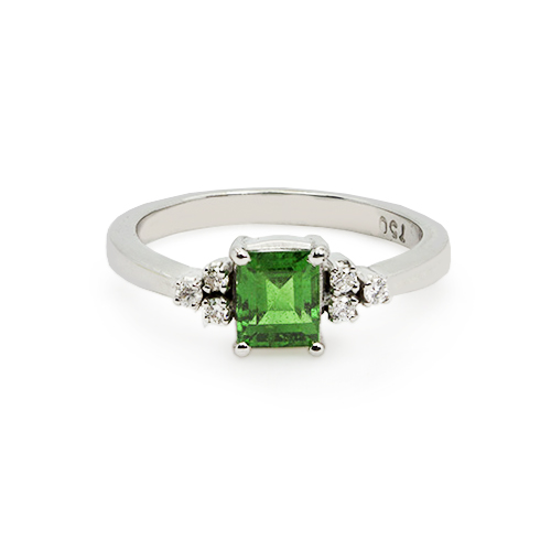 18 Carat White Gold Emerald Cut Diamond Ring