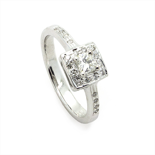 Zaveris 18 Carat White Gold Princess Cut Diamond Gold