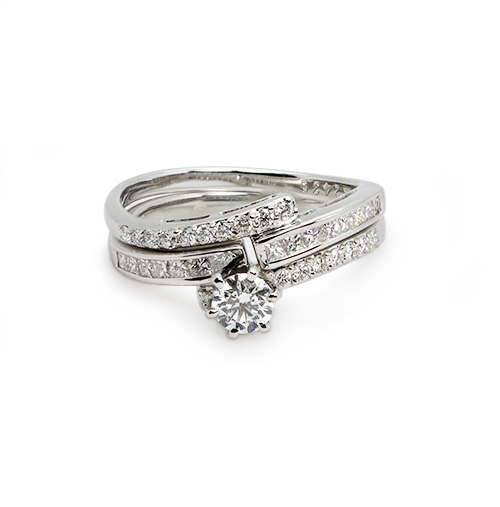 Zaveris 18 Carat Solid White Gold Duo Diamond Ring