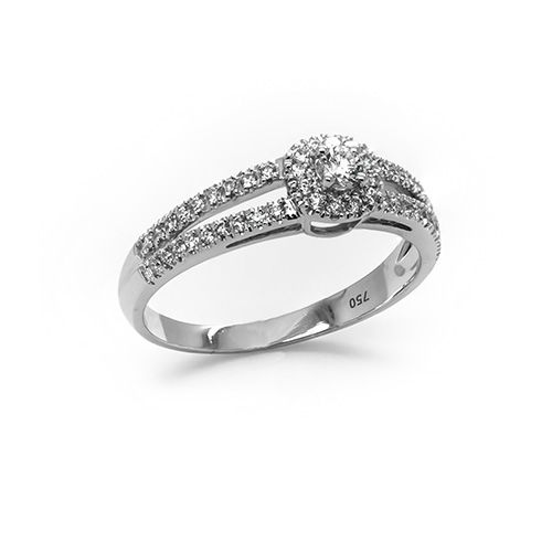 Zaveris Split Shank 18 Carat White Gold Diamond Ring