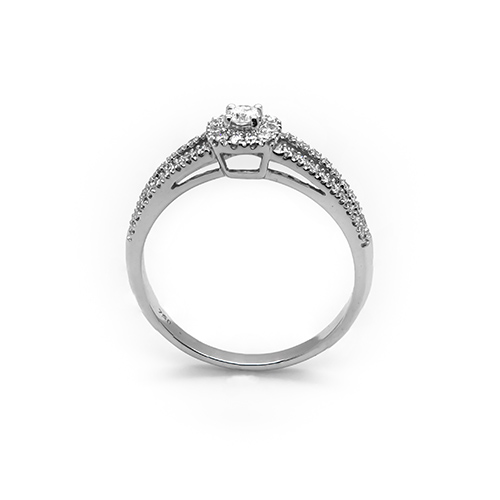 Zaveris Split Shank 18 Carat White Gold Diamond Ring