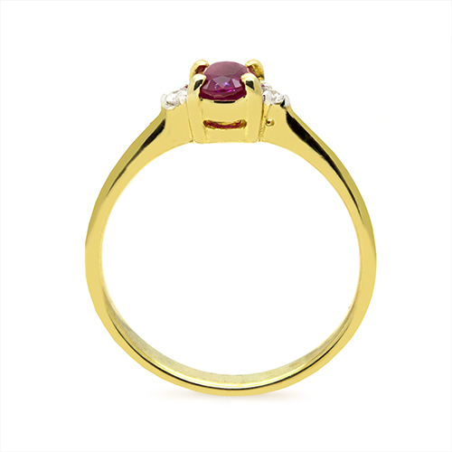 Zaveris Tapered 9 Carat Solid Yellow Gold Ruby and Diamond Ring