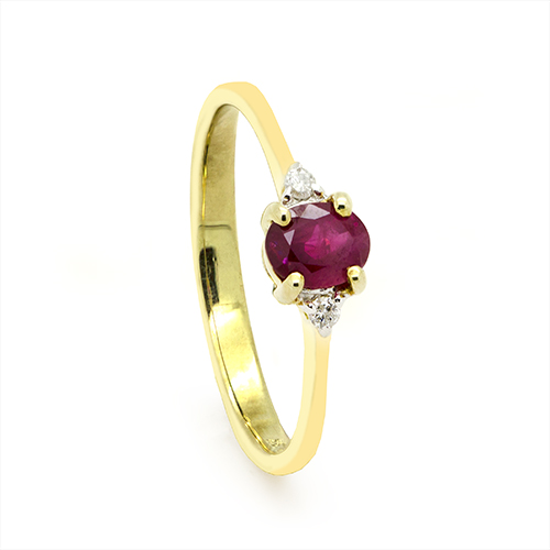 Zaveris Tapered 9 Carat Solid Yellow Gold Ruby and Diamond Ring