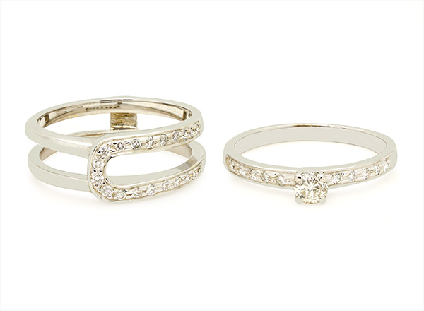 Zaveris 18 Carat White Gold Duo Diamond Ring