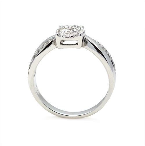 Zaveris 18 Carat White Gold Bypass Halo Diamond Ring