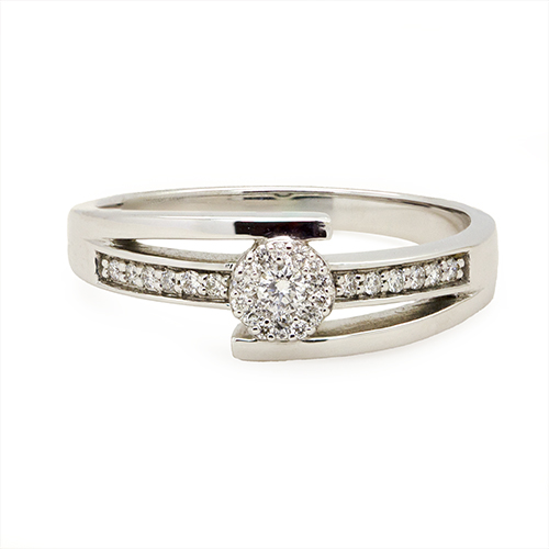 Zaveris 18 Carat White Gold Bead Bright Set Diamond Ring