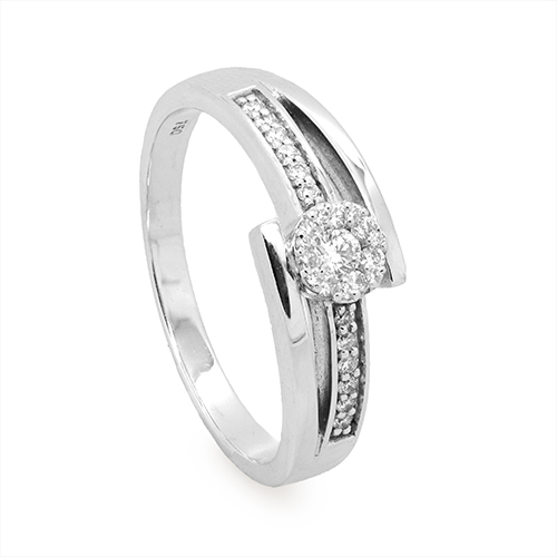 Zaveris 18 Carat White Gold Bead Bright Set Diamond Ring