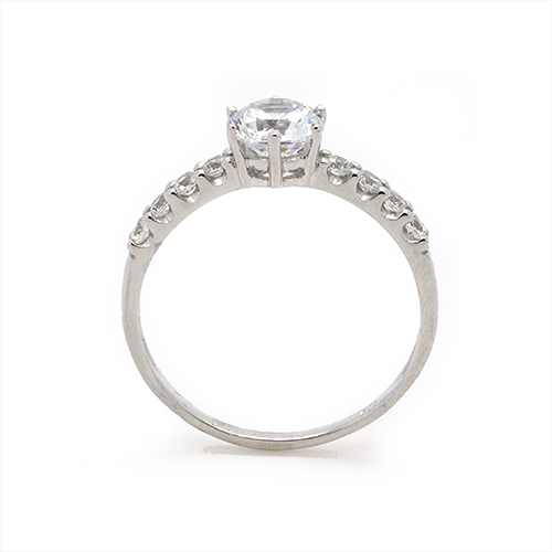 Zaveris 9 Carat White Gold and Solitaire Cubic Zirconia Ring