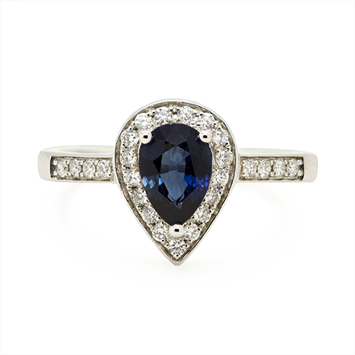 Zaveris 18 Carat Solid White Gold Blue Sapphire and Diamond Ring