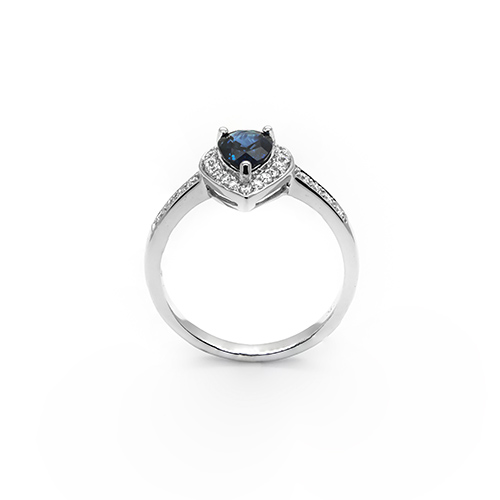 Zaveris 18 Carat Solid White Gold Blue Sapphire and Diamond Ring