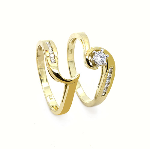 Zaveris 9 Carat Yellow Gold Bypass Duo Diamond Ring