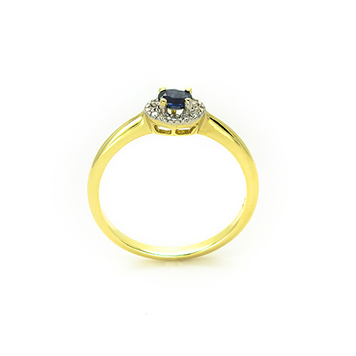 Zaveris 9 Carat Solid Yellow Gold Blue Sapphire and Diamond Ring