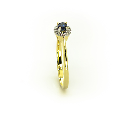 Zaveris 9 Carat Solid Yellow Gold Blue Sapphire and Diamond Ring
