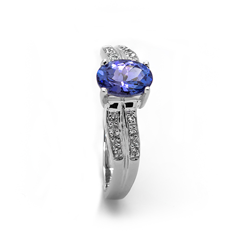 Zaveris 9 Carat Solid White Gold Tanzanite and Diamond Ring