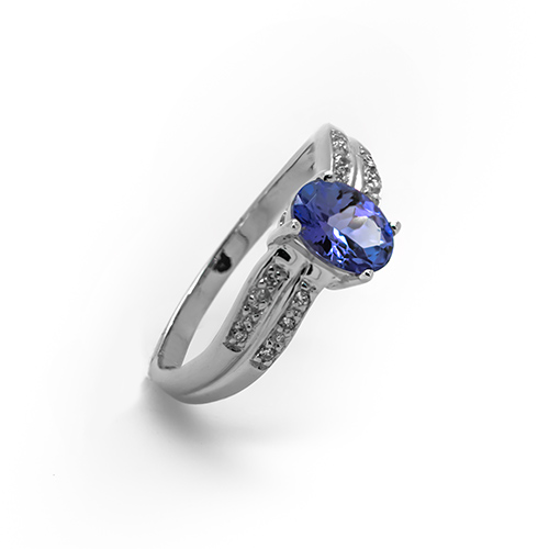 Zaveris 9 Carat Solid White Gold Tanzanite and Diamond Ring