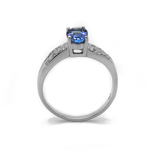 Zaveris 9 Carat Solid White Gold Tanzanite and Diamond Ring