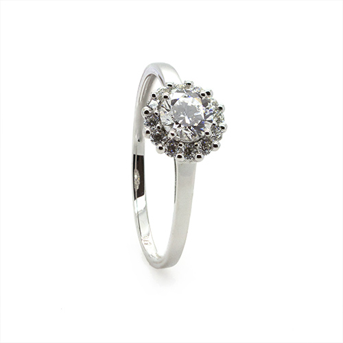 Zaveris 9 Carat White Gold and Floral Cubic Zirconia Ring