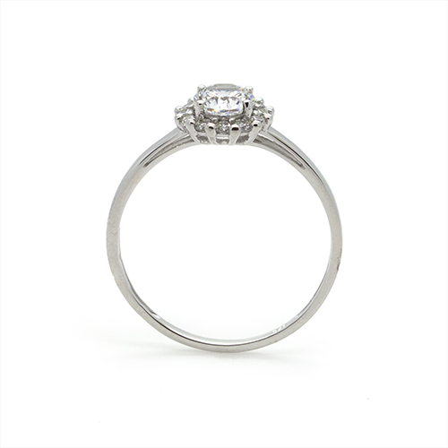 Zaveris 9 Carat White Gold and Floral Cubic Zirconia Ring