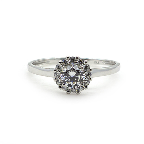 Zaveris 9 Carat White Gold and Floral Cubic Zirconia Ring