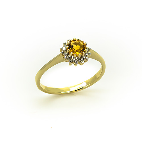 Zaveris 9 Carat Yellow Gold Citrine and Diamond Ring