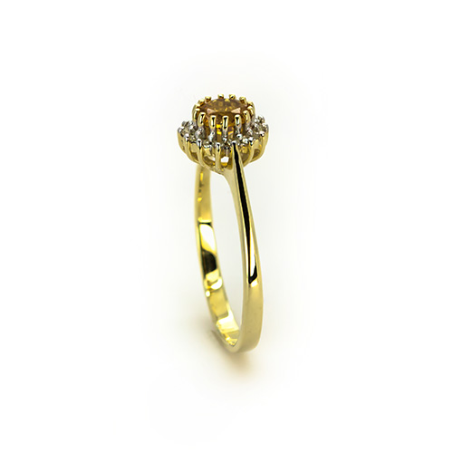 Zaveris 9 Carat Yellow Gold Citrine and Diamond Ring
