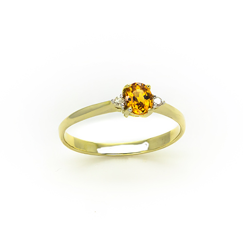Zaveris 9 Carat Solid Yellow Gold Yellow Sapphire and Diamond Ring