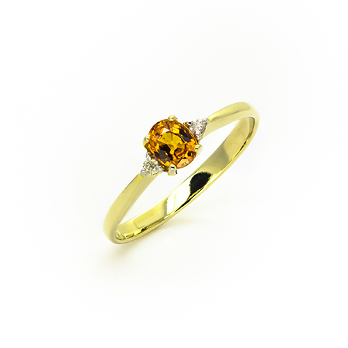Zaveris 9 Carat Solid Yellow Gold Yellow Sapphire and Diamond Ring