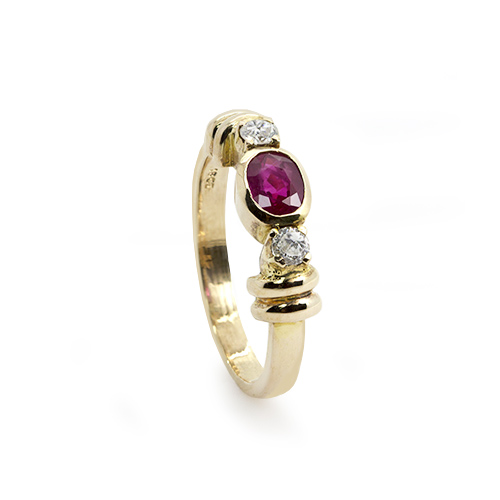 Zaveris 18 Carat Solid Yellow Gold Ruby and Diamond Ring
