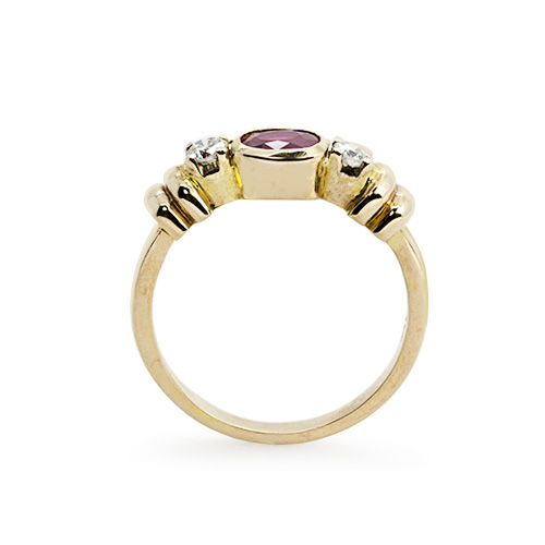 Zaveris 18 Carat Solid Yellow Gold Ruby and Diamond Ring