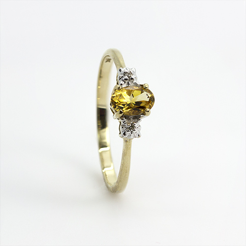 Zaveris 9 Carat Yellow Gold Yellow Sapphire and Diamond Ring