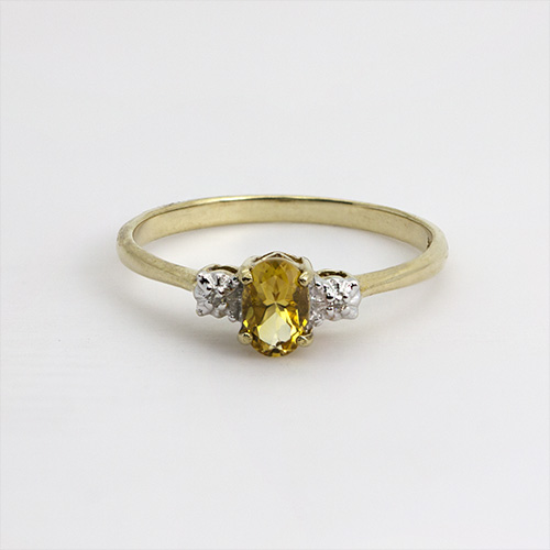 Zaveris 9 Carat Yellow Gold Yellow Sapphire and Diamond Ring